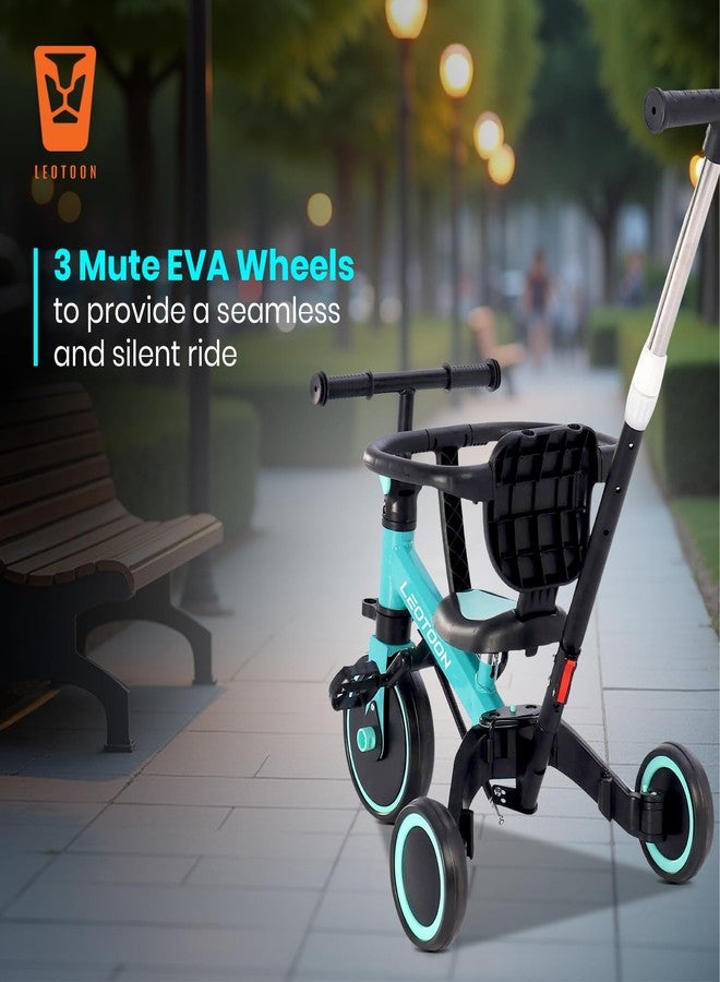 Leotoon 4 in 1 Trot n Roll Tricycle, 3 Mute EVA Wheels, Big Wheel Hub, Steel Frame, Non Slip Tyres, Extendable Push Handle, Convertible to Balance Bike, Blue, 2 to 6 Years - Image 5